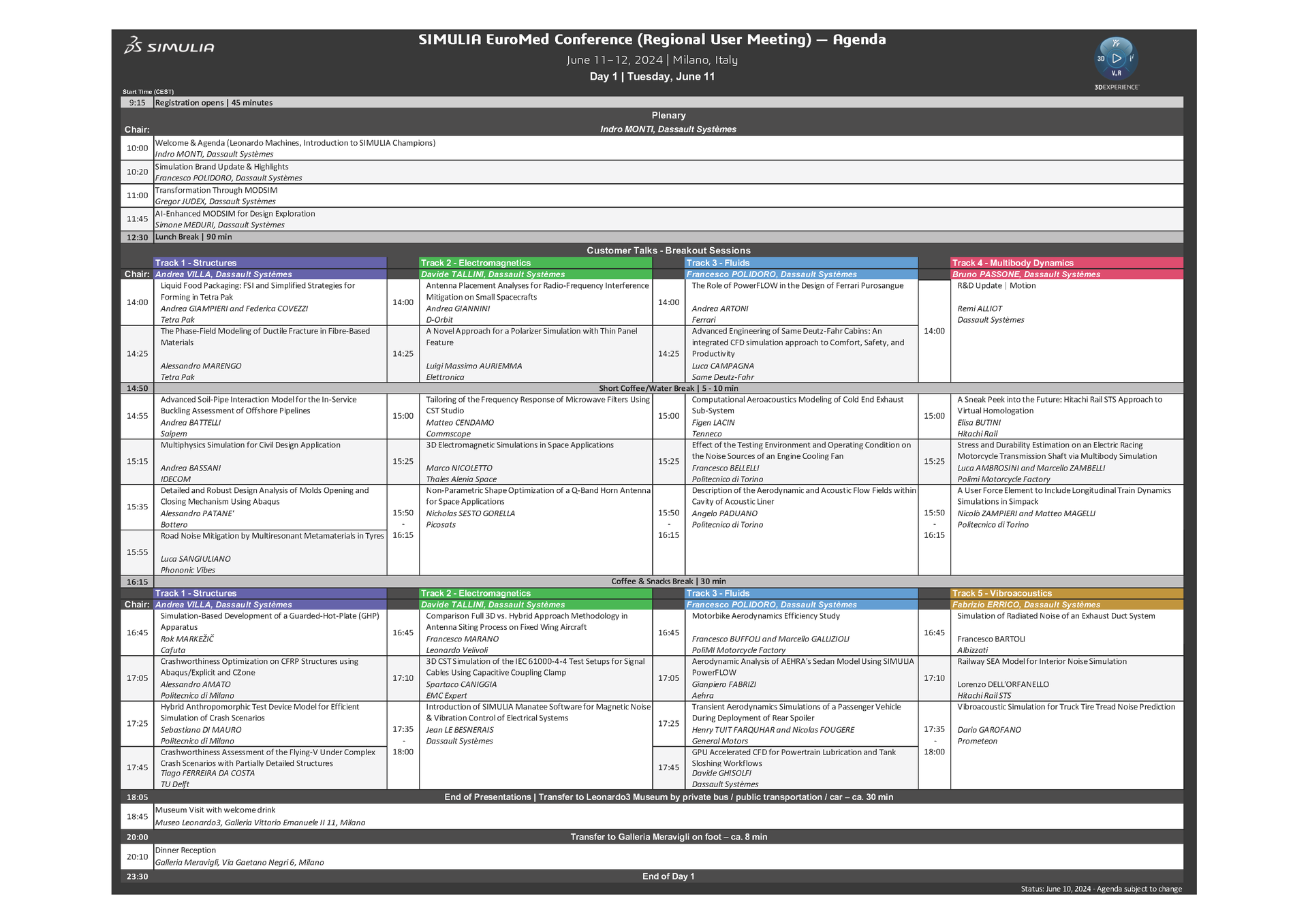 Agenda Day 1